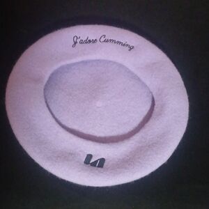 Lavender Beret with Embroidered Text